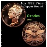 1oz .999 Fine Copper Bullion Round - Mercury Dime