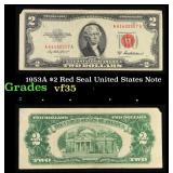 1953A $2 Red Seal United States Note Grades vf++