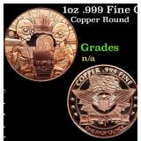 1oz .999 Fine Copper Bullion Round - We