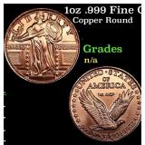 1oz .999 Fine Copper Bullion Round - Standing Libe