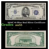 1934C $5 Blue Seal Silver Certificate Grades Choic