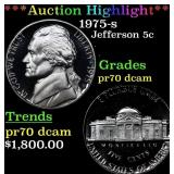 1975-s Proof Jefferson Nickel 5c pr70 dcam SEGS