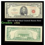 1963 $5 Red Seal United States Note Grades vf++