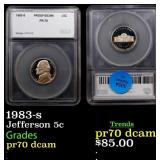 1983-s Proof Jefferson Nickel 5c pr70 dcam SEGS