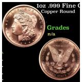 1oz .999 Fine Copper Bullion Round - Morgan Dollar