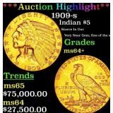 *Highlight* 1909-s Gold Indian Half Eagle $5 Choic
