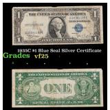 1935C $1 Blue Seal Silver Certificate Grades vf+