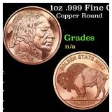1oz .999 Fine Copper Bullion Round - Buffalo Nickl
