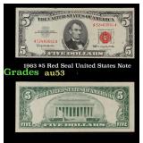 1963 $5 Red Seal United States Note Grades Select