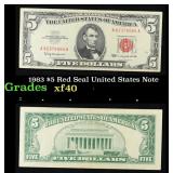 1963 $5 Red Seal United States Note Grades xf