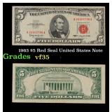 1963 $5 Red Seal United States Note Grades vf++