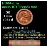 BU Shotgun Lincoln 1c roll, 1981-d 50 pcs Bank Wra