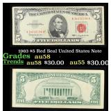 1963 $5 Red Seal United States Note Grades Choice