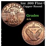 1oz .999 Fine Copper Bullion Round - Standing Libe