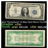 1934 $1 Blue Seal Silver Certificate Grades vf++