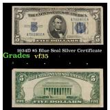 1934D $5 Blue Seal Silver Certificate Grades vf++