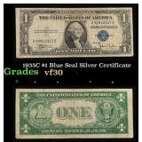 1935C $1 Blue Seal Silver Certificate Grades vf++