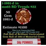 BU Shotgun Lincoln 1c roll, 1981-d 50 pcs Bank Wra