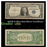1957B $1 Blue Seal Silver Certificate Grades vf++