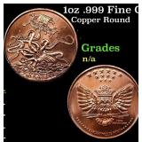 1oz .999 Fine Copper Bullion Round - Kraken Style