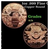 1oz .999 Fine Copper Bullion Round - We