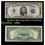 1934D $5 Blue Seal Silver Certificate Grades vf++