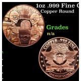 1oz .999 Fine Copper Bullion Round - We