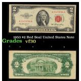 1953 $2 Red Seal United States Note Grades vf++