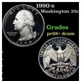 1990-s Proof Washington Quarter 25c Grades GEM++ P