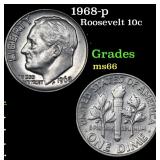 1968-p Roosevelt Dime 10c Grades GEM+ Unc