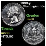 1989-p Washington Quarter 25c Grades GEM+ Unc
