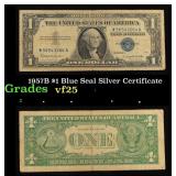 1957B $1 Blue Seal Silver Certificate Grades vf+