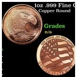 1oz .999 Fine Copper Bullion Round - Bald Eagle St