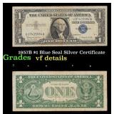 1957B $1 Blue Seal Silver Certificate Grades vf de