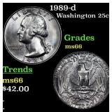 1989-d Washington Quarter 25c Grades GEM+ Unc