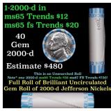 BU Shotgun Jefferson 5c roll, 2000-d 40 pcs Bank $