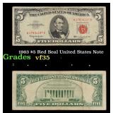 1963 $5 Red Seal United States Note Grades vf++