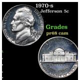 1970-s Proof Jefferson Nickel 5c Grades GEM++ Proo