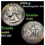 1994-p Washington Quarter 25c Grades GEM+ Unc