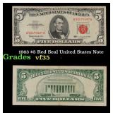 1963 $5 Red Seal United States Note Grades vf++