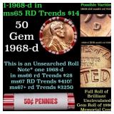 BU Shotgun Lincoln 1c roll, 1968-d 50 pcs Bank Wra