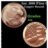1oz .999 Fine Copper Bullion Round - Bald Eagle St