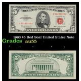 1963 $5 Red Seal United States Note Grades Choice