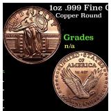 1oz .999 Fine Copper Bullion Round - Standing Libe