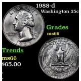 1988-d Washington Quarter 25c Grades GEM+ Unc