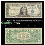 1957A $1 Blue Seal Silver Certificate Grades vf+