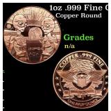 1oz .999 Fine Copper Bullion Round - We