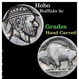 Hobo Buffalo Nickel 5c Grades Hand Carved