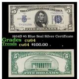 1934D $5 Blue Seal Silver Certificate Grades Choic