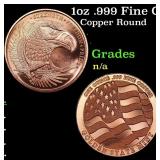 1oz .999 Fine Copper Bullion Round - Bald Eagle St